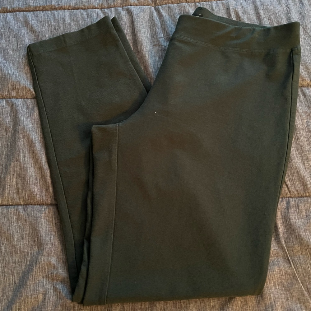 Eileen Fisher Olive Green Stretch Pull On Pants Size Medium